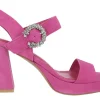 Sandalias de ante con plataforma y hebilla joya Leiba