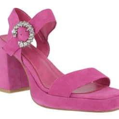 Sandalias de ante con plataforma y hebilla joya Leiba