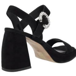Sandalias de ante con plataforma y hebilla joya Leiba