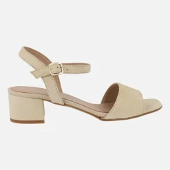 Sandalias de ante con pulsera al tobillo y tacón bajo