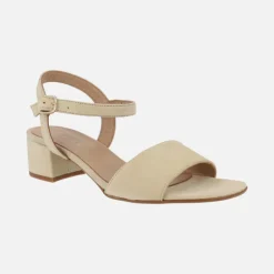 Sandalias de ante con pulsera al tobillo y tacón bajo