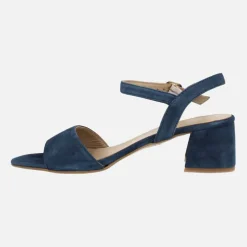Sandalias de ante con pulsera al tobillo y tacón bajo