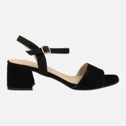Sandalias de ante con pulsera al tobillo y tacón bajo