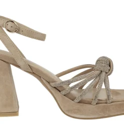 Sandalias de ante con tiras y nudo de strass Tiara