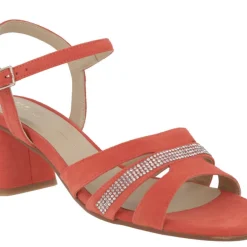 Sandalias de ante con tira de strass para mujer