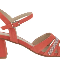 Sandalias de ante con tira de strass para mujer