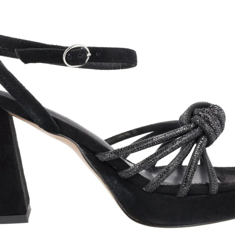 Sandalias de ante con tiras y nudo de strass Tiara