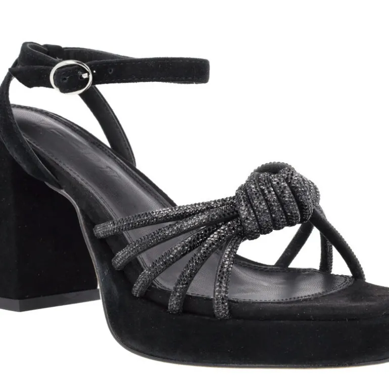 Sandalias de ante con tiras y nudo de strass Tiara