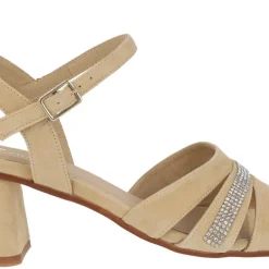 Sandalias de ante con tira de strass para mujer