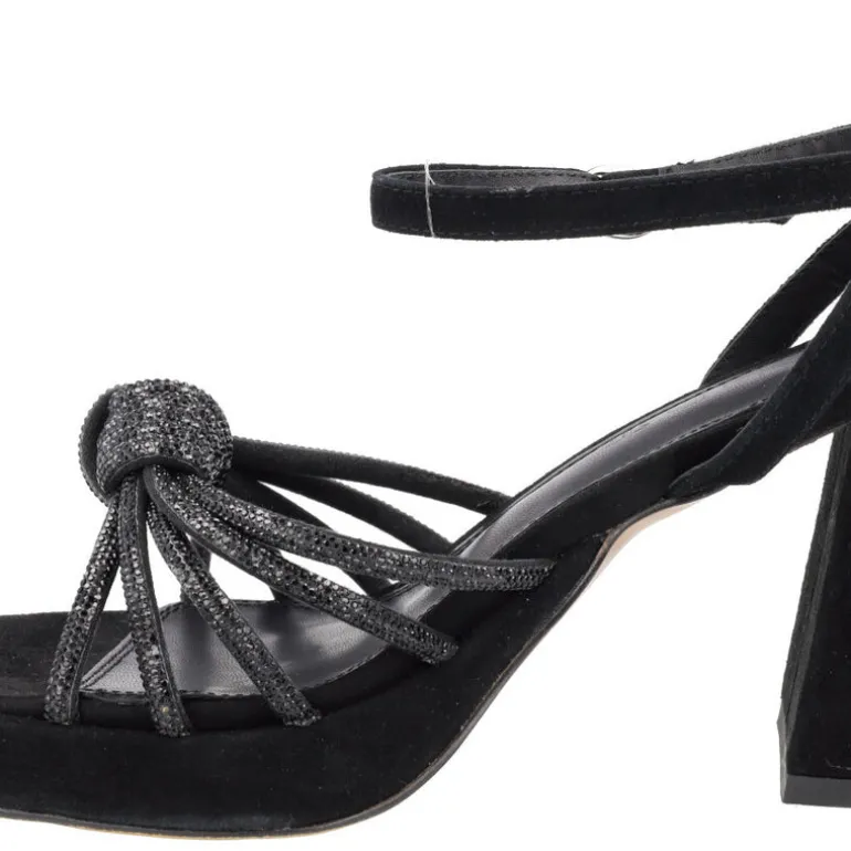 Sandalias de ante con tiras y nudo de strass Tiara