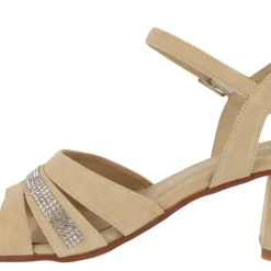 Sandalias de ante con tira de strass para mujer