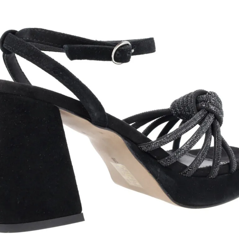 Sandalias de ante con tiras y nudo de strass Tiara