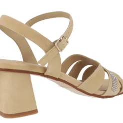 Sandalias de ante con tira de strass para mujer