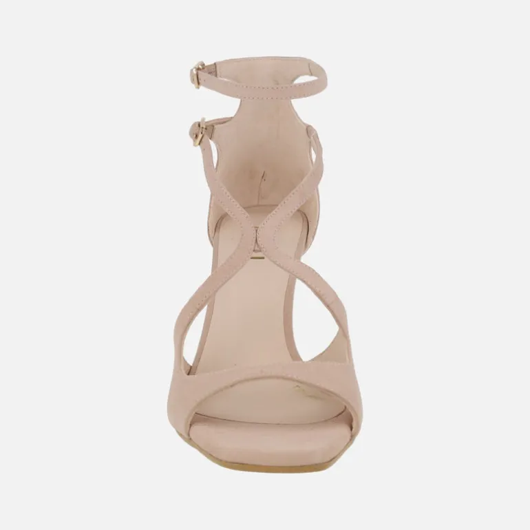 Sandalias de ante y tacón alto Sasue con doble pulsera al tobillo