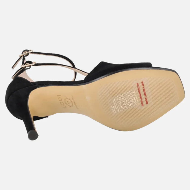 Sandalias de ante y tacón alto Sasue con doble pulsera al tobillo