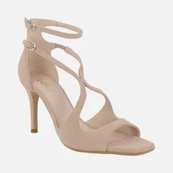 Sandalias de ante y tacón alto Sasue con doble pulsera al tobillo