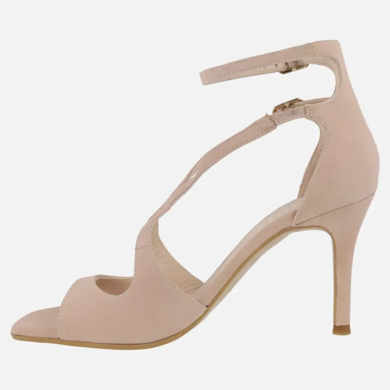 Sandalias de ante y tacón alto Sasue con doble pulsera al tobillo