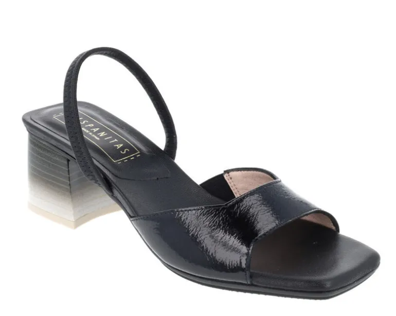 Sandalias de charol con tacón difuminado bicolor