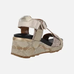 Sandalias de cuña en combinado platino con cierre de velcros
