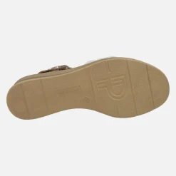 Sandalias de cuña en combinado blanco y cuero con hebilla