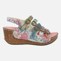 Sandalias de cuña multicolor con tiras de hebillas Dino 0523