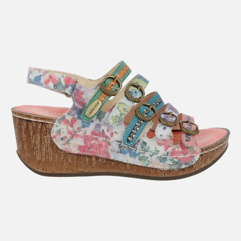 Sandalias de cuña multicolor con tiras de hebillas Dino 0523