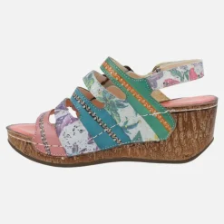 Sandalias de cuña multicolor con tiras de hebillas Dino 0523