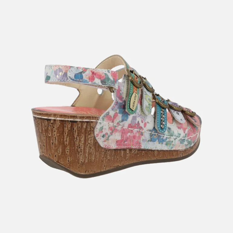 Sandalias de cuña multicolor con tiras de hebillas Dino 0523