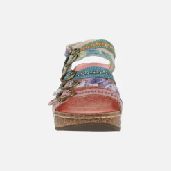 Sandalias de cuña multicolor con tiras de hebillas Dino 0523