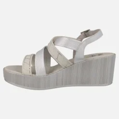 Sandalias de cuña y plataforma con tiras metalizadas