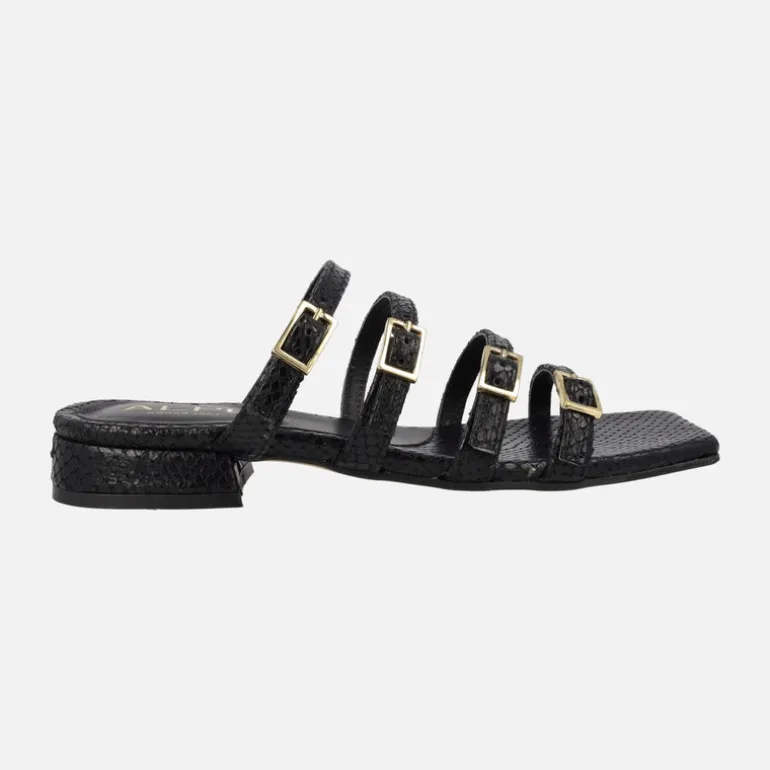 Sandalias de cuatro tiras con hebillas en print serpiente Alpe Saint Tropez