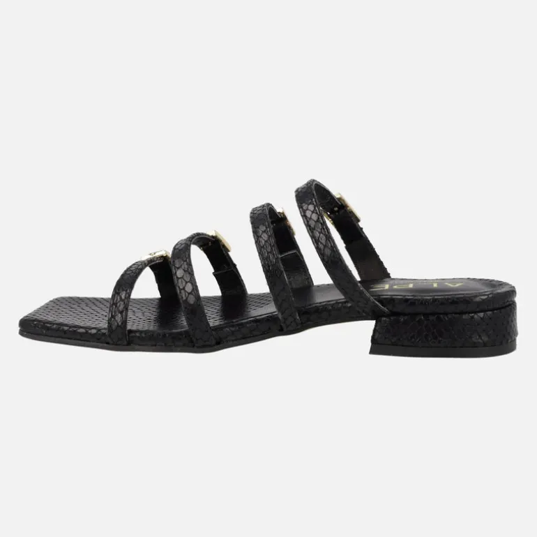 Sandalias de cuatro tiras con hebillas en print serpiente Alpe Saint Tropez