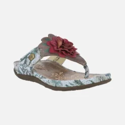 Sandalias de dedo con adorno de flor Liloo 21 gris