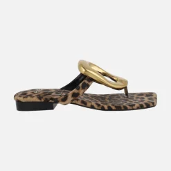 Sandalias de dedo Storm Leopardo con adorno metálico dorado
