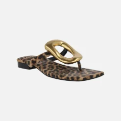 Sandalias de dedo Storm Leopardo con adorno metálico dorado