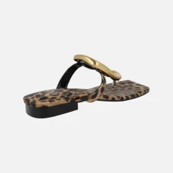 Sandalias de dedo Storm Leopardo con adorno metálico dorado