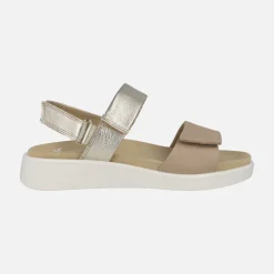 Sandalias de mujer con cuña de goma en Taupe