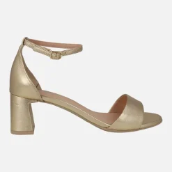 Sandalias de mujer en dorado con talón cerrado Layna