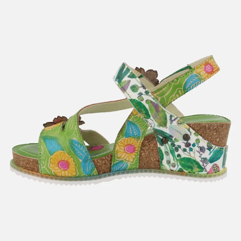 Sandalias de piel Bonito 27 en combinado verde