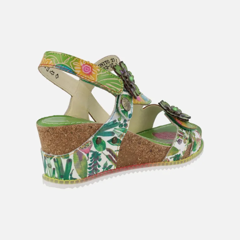 Sandalias de piel Bonito 27 en combinado verde