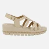 SANDALIAS DE PIEL color beige EFECTO TRENZADO CON CIERRE DE VELCRO