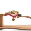 Sandalias de piel color cuero con pedrería Collan