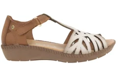 Sandalias de piel combinadas y cerradas de talón para mujer
