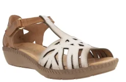 Sandalias de piel combinadas y cerradas de talón para mujer