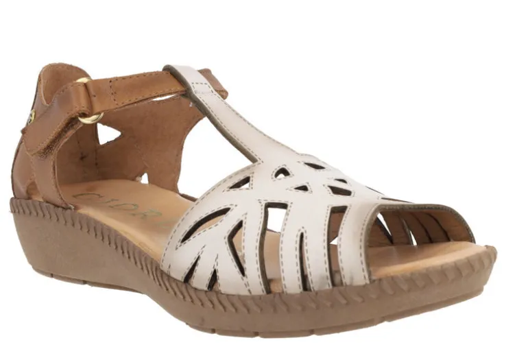 Sandalias de piel combinadas y cerradas de talón para mujer