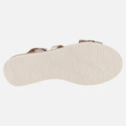 Sandalias de piel combinadas con cuña baja
