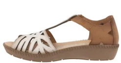 Sandalias de piel combinadas y cerradas de talón para mujer