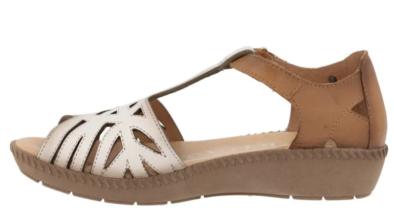 Sandalias de piel combinadas y cerradas de talón para mujer