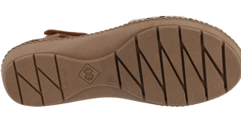 Sandalias de piel combinadas y cerradas de talón para mujer
