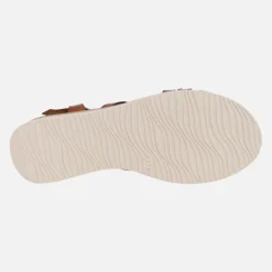 Sandalias de piel combinadas con cuña baja